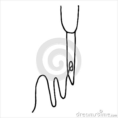 simple line drawing. punch needle. carpet embroidery tool. hobby, handicraft, handicraft Cartoon Illustration